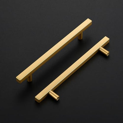 Ravinte Champagne Gold Handles Square Cabinet Hardware 6-1/4 Inch 10 Pack - size: 6-1/4" Hole Center