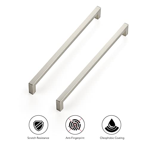 Ravinte Brushed Nickel Square Cabinet Handles & Pulls 11-5/16 Inch 10 Pack - size: 11-13-16 in (11-5/16 in Hole Center)
