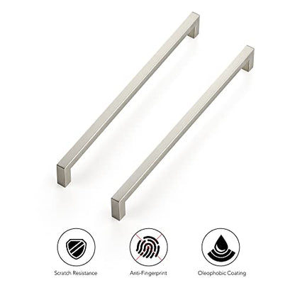 Ravinte Brushed Nickel Square Cabinet Handles & Pulls 11-5/16 Inch 10 Pack - size: 11-13-16 in (11-5/16 in Hole Center)