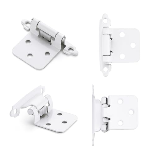 White Cabinet Hinges, 1/2 Inch Overlay, 4 Pack(2 Pairs) - color: White