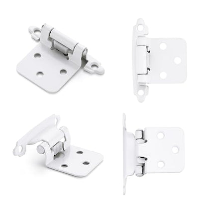 White Cabinet Hinges, 1/2 Inch Overlay, 4 Pack(2 Pairs) - color: White