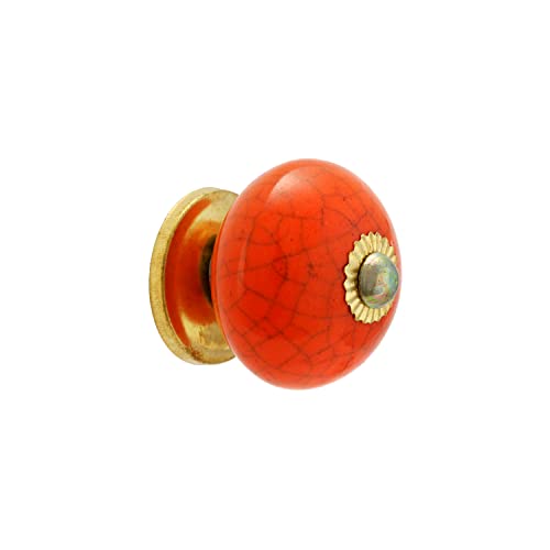 Dresser Knobs - Countryside Boho Handmade Ceramic Drawer Pulls Kitchen Cabinets Cupboard Wardrobe Handle Furniture Hardware - Orange - Pack of 4 - color: Orange