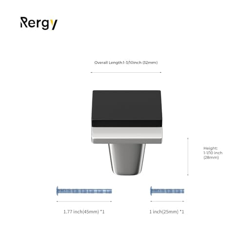 Rergy 25 Pack Black and Brushed Nickel Cabinet Knobs Sliver Cabinet Knobs - color: Black&Brushed Nickel, size: Single Hole Center