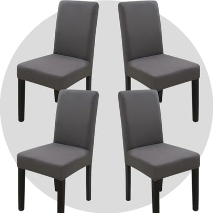 Stretch Chair Covers Slipcovers Set of 4 Dark Gray Stretchable Dining Chair Slipcover Washable Removable for Kitchen,Hotel,Restaurant - color: Dark Gray, size: 4