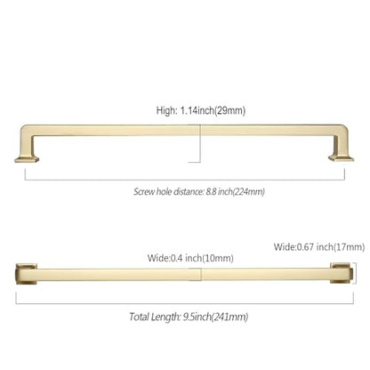 9BUILD 10 Pack 8.8 Inch Brushed Brass Cabinet Pulls,Kitchen Hardware - color: Brushed Brass, size: 8.8"/224MM Hole Center