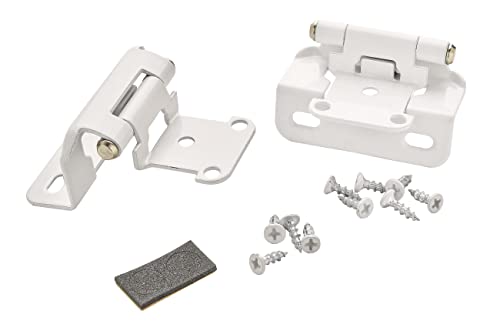 Amerock 1 Pair 1/2" Overlay White Partial Wrap Cabinet Hinge - color: White, size: 1/2 Inch (13 mm) Overlay