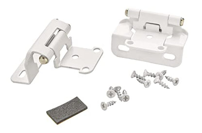 Amerock 1 Pair 1/2" Overlay White Partial Wrap Cabinet Hinge - color: White, size: 1/2 Inch (13 mm) Overlay