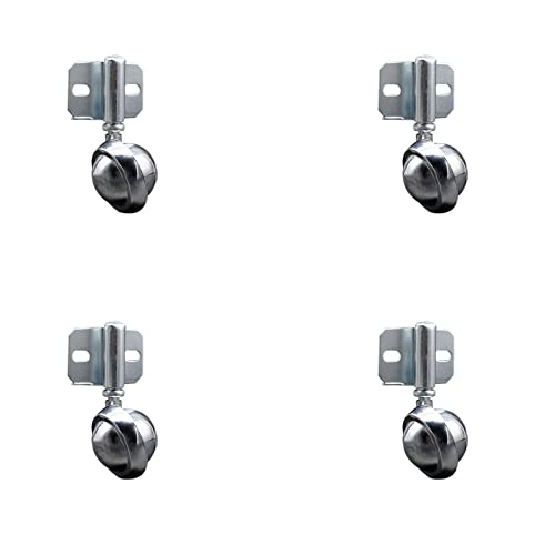 2 Inch Swivel Metal Ball Caster Wheels for Furniture - Bright Chrome Finish Stem Casters with Side Mount Bracket - 300lbs. Total Capacity - Set of 4 - Service Caster Brand - color: Side Mounting Bracket - Set of 4, size: 2" Metal Tread - Bright Chrome