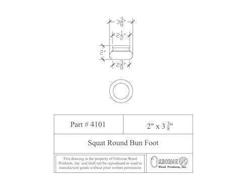 Osborne Squat Round Bun Foot in Soft Maple Wood (Set of Four), Unfinished Wooden Furniture Feet for Cabinets, Dressers, Couches, Sofas and More, Sanded and Ready to be Finished