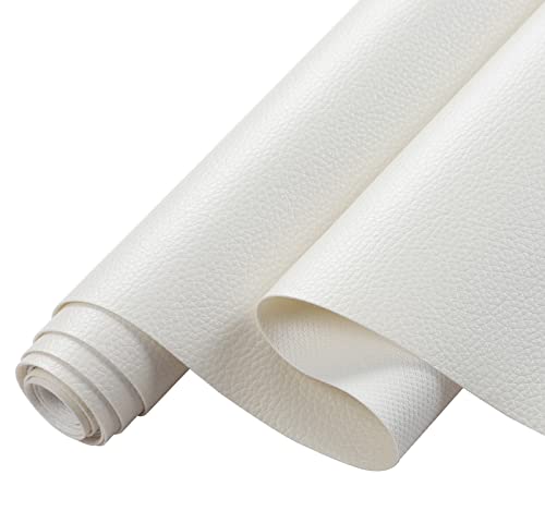 Picheng Pearlescent Faux Leather Fabric: 13.8" x 53" Soft Faux Leather Roll - color: White-1
