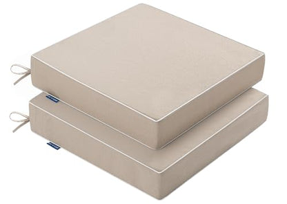 MIULEE Beige Outdoor Chair Cushions 2 Pack,19x19x3 Inch Waterproof Cushions - color: Beige, size: 19 x 19 x 3 Inch