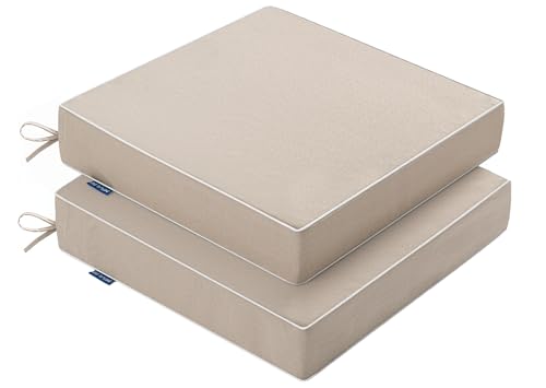 MIULEE Beige Outdoor Chair Cushions 2 Pack,19x19x3 Inch Waterproof Cushions - color: Beige, size: 19 x 19 x 3 Inch