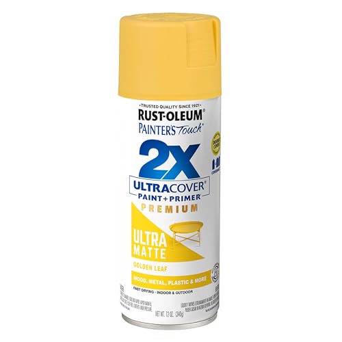Rust-Oleum Painter's Touch 2X Ultra Cover Spray Paint, Golden Leaf - color: Ultra Matte Golden Leaf, size: 12 Ounce (Pack of 1)