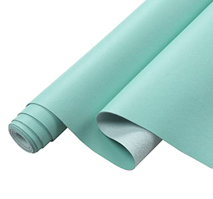 Picheng Smooth Faux Leather Sheets: 13.8"X53" Solid Soft Faux Leather Roll - color: Water Green