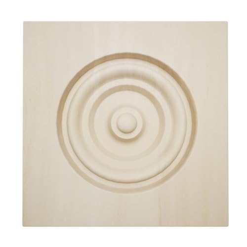 3 3/4"W x 3 3/4"H x 7/8"P Americraft Solid Hardwood Stain Grade Bullseye Rosette with Squared Edge, Poplar - color: Poplar, size: 3.75-in. W x 3.75-in. H