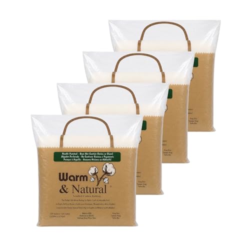 The Warm Company - Warm & Natural Cotton Quilt Batting – 4-Pack King Size Batts 120" x 124" – Premium Quilt & Craft Batting for Sewing & Quilting Projects - size: 120" x 124" Batt - 4 Pack