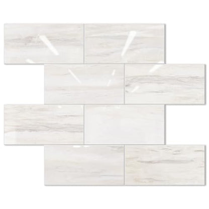 STICKGOO 10-Sheet Backsplash Peel and Stick Subway Tile(Thicker Design) - color: Faux Eurasian Wood Marble