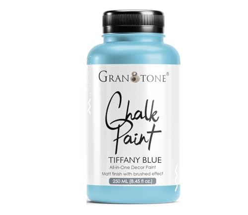GRANOTONE Chalk Paint for Furniture, Matt-Finish Water-Based Acrylic Paint for Wood, Walls, Metal, Glass, Paper, Fabric Canvas, Maximum Coverage Chalk Paint for Kids & Adults, 250 Ml (TIFFANY BLUE) - color: TIFFANY BLUE, size: 8.5 Fl Oz
