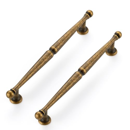 JOY DECOR Antique Brass Cabinet Handles Pulls 6-1/4 Inch Hole Center 5 Pack - color: Antique Brass, size: 6-1/4 Inch Hole Center