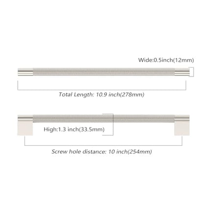 Asidrama 10 Pack 10 inch Brushed Satin Nickel Knurled Cabinet Handles - color: Brushed Satin Nickel, size: 10" Hole Center(254mm)