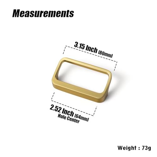 Goo-Ki Brushed Gold Cabinet Pulls with Hole Center 2.5''(64MM),Modern Zinc Alloy Finger Pulls for Drawer,Wardrobe,Cupboard,6 Pack - color: Brushed Gold, size: 2.5'' HOLE CENTERS