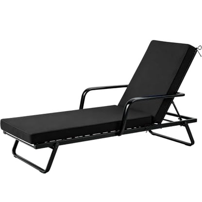Chaise Lounge Cushions Outdoor, 72"x21"x3", Black - color: Black