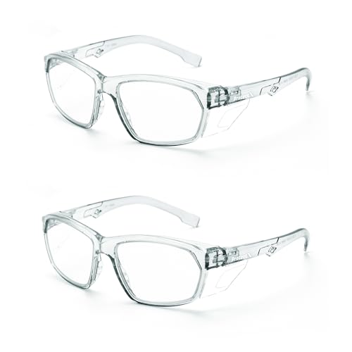 ProtectX Stylish Safety Glasses Anti-Fog Scratch Charcoal Clear - 2PC - color: 2 Pack Charcoal