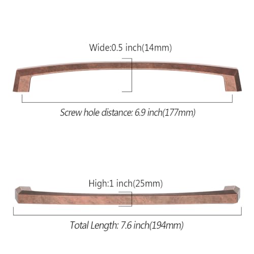 Asidrama 10 Pack 7 inch Antique Copper Kitchen Cabinet Handles - color: Antique Copper, size: 7" Hole Center(177mm)