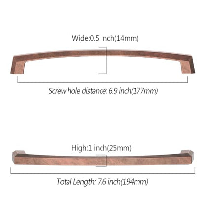 Asidrama 10 Pack 7 inch Antique Copper Kitchen Cabinet Handles - color: Antique Copper, size: 7" Hole Center(177mm)