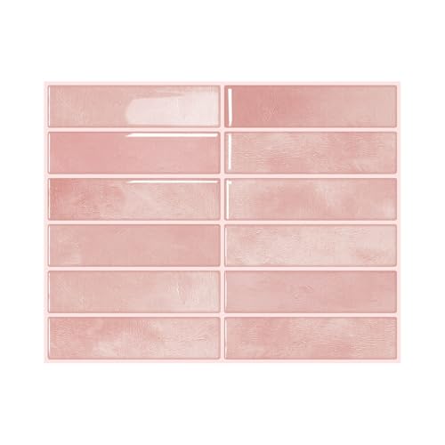 Peel and Stick Backsplash Tile for Kitchen, 10 Sheets, 11.42''x9'' - color: Pink