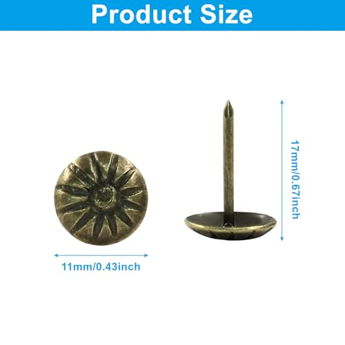 100 Pcs, 7/16" Antique Brass Upholstery Tacks for Furniture - color: Bronze