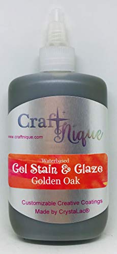 CrystaLac, CraftNique Water Based Gel Stain & Glaze (4 oz, Golden Oak) - color: Golden Oak