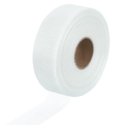 uxcell Drywall Joint Tape, 2" x 295Ft Self-Adhesive Fiberglass Cement Board Mesh Tape, Crack Patch Fabric for Wall Sheetrock Ceiling Crack Repairing Strengthening, White - size: 2" x 295Ft