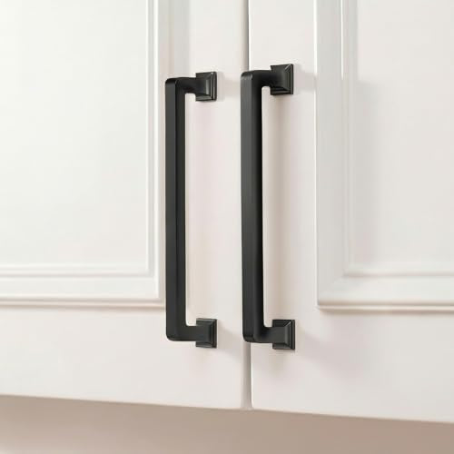 homdiy 20 Pack 6-1/4 Inch Black Cabinet Handles, Solid Zinc Alloy Pulls - color: Black, size: 6-1/4" Hole Center
