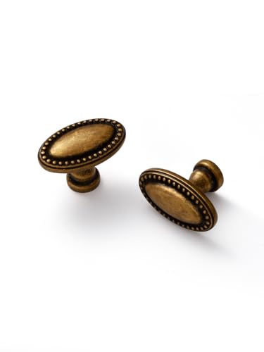 5 Pack Antique Brass Cabinet Knobs Vintage Drawer Pulls Kitchen Cupboard Dresser Cabinet Hardware Handles Zinc Alloy - color: Antique Brass