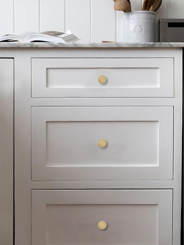 20-Pack 1-1/8 Inch Knob Brushed Brass Cabinet Pulls Solid Heavy Duty Cabinet Pull is Suitable for Drawers Dressers Handles Kitchens Bathroom cabinets - color: Brushed Brass, size: 1-1/8 Inch(28mm) Diameter