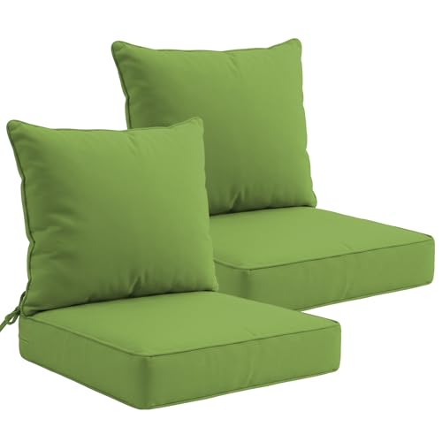EAGLE PEAK Outdoor Deep Seat Patio Seat Cushion Set, 24 x 24 x 5 inch, 2-Piece Back Chair Cushion, 2 Pack, Green - color: Green, size: Pack of 2