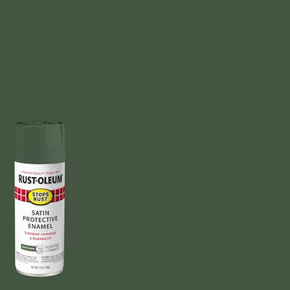 Rust-Oleum Stops Rust Spray Paint, Satin Earthy Green - color: Satin Earthy Green, size: 12 Ounce (Pack of 1)