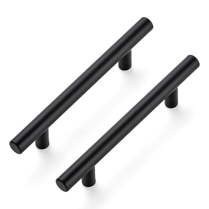 Matte Black Cabinet Handles Drawer Pulls 3.75 Inch CC 10 Pack - color: Matte Black T-Shaped, size: 3-3/4" Hole Center