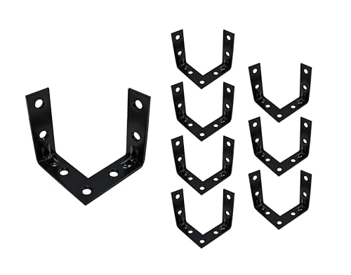 QCAA Triple Bracket Corner Brace Durable Thicker Steel Construction, Black, 2"x2"x5/8"x2.0 mm, Made in Taiwan, 8 Pack - color: Black(Triple), size: 8 Pack