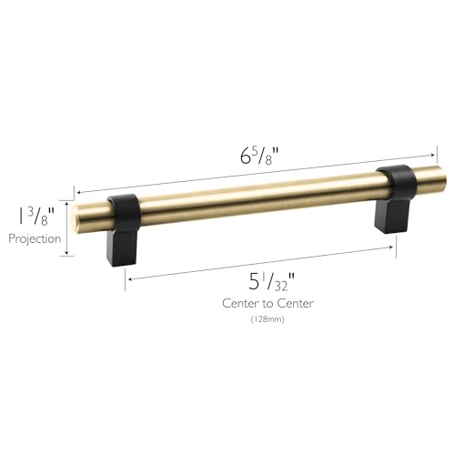 Design House Emery Cabinet Pull, 128mm, Satin Gold, Matte Black - color: Satin Gold/Matte Black, size: 5-1/16" Pull 5-Pack, style: Emery