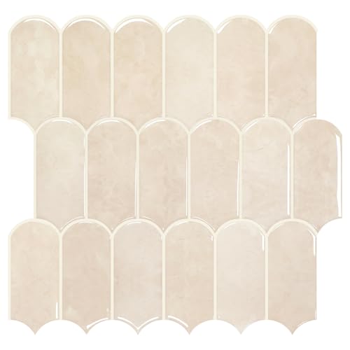 Vamos Tile Thicker Peel and Stick Backsplash Tile,Pinkish Beige,10-Sheet - color: Pinkish Beige With Beige Grout