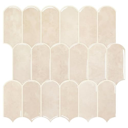 Vamos Tile Thicker Peel and Stick Backsplash Tile,Pinkish Beige,10-Sheet - color: Pinkish Beige With Beige Grout