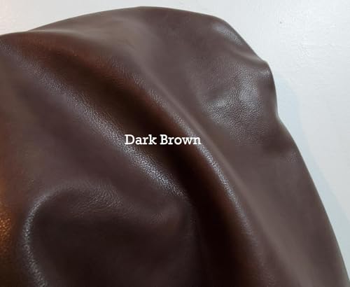 NAT Leathers Dark Brown Soft Faux Leather Fabric Sheet PU (Peta Approved Vegan) Sold by the Yard Synthetic Pleather 0.9 mm Nappa Soft Smooth Upholstery (Brown, BY THE Yard) - color: Brown, size: BY THE YARD