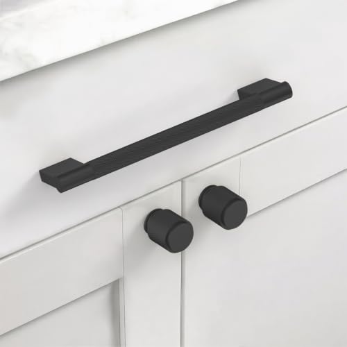 Asidrama 10 Pack 6.3 inch Matte Black Knurled Cabinet Handles - color: Matte Black, size: 6.3" Hole Center(160mm)
