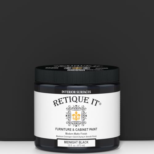 Retique It Furniture and Cabinet Paint - Paint for Cabinets, Dressers, Tables, Doors and DIY Home Decor Projects, Midnight Black, 16 oz