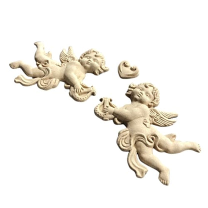 WoodUbend WUB1186 Little Angels Set of 3 Appliques – Heat Bendable & Flexible Wood Moldings - DIY Craft & Home Decor - Easy to Apply & Paint – Versatile & Reusable Decals - Industrial Design - size: WUB1186