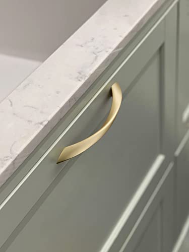 Brushed Gold Cabinet Pulls 6.3 Inch Arch Twisted Brass Handles Drawer Kitchen Cupboard Bathroom Dresser Cabinet Hardware Zinc Alloy 5 Pack - color: Brushed Gold, size: 6.3 inch Hole Centers