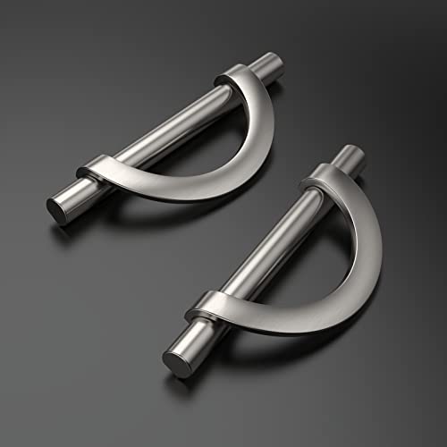 Amerdeco 10 Pack Brushed Satin Nickel Cabinet Pulls 3.75 Inch(96MM) Hole Centers Kitchen Cabinet Handles Hardware - color: Brushed Satin Nickel, size: 3.75"/96MM Hole Center, style: 10 Pack
