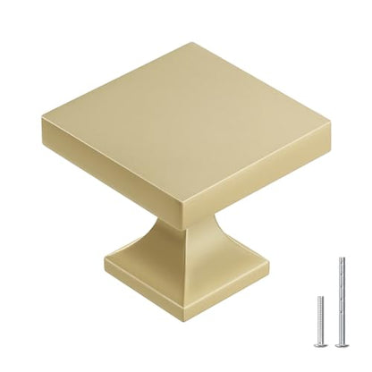 homdiy Gold Cabinet Knobs 5 Pack Brushed Gold Square Cabinet Knobs - color: Brushed Gold, size: 5 Pack